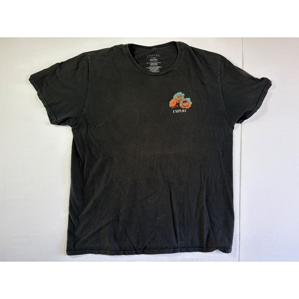 Empyre Mens XL Black Roots of Loyalty‎ Floral Graphic T-Shirt Skater Streetwear